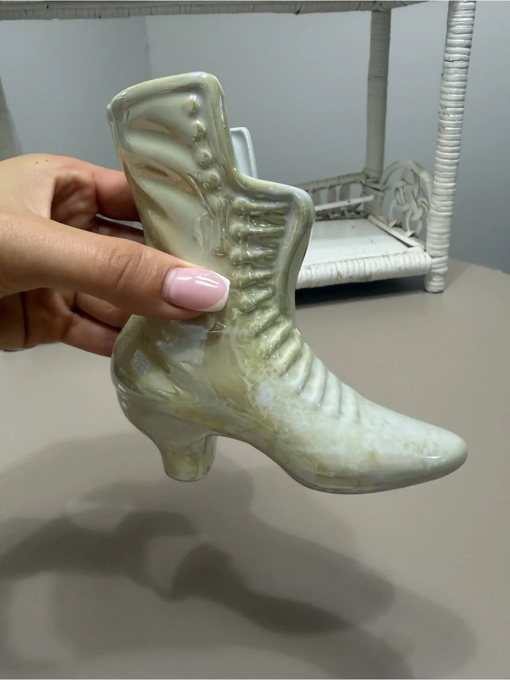 Vintage Classic Women's Victorian-Style Ankle Boot - Pale Green